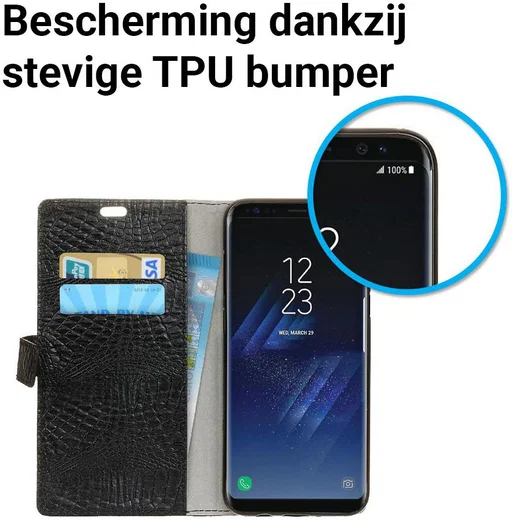 Samsung Galaxy S8 Krokodil Flipcase Zwart afbeelding 6