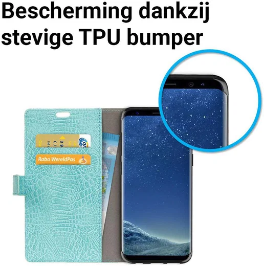 Samsung Galaxy S8 Krokodil Flipcase Blauw afbeelding 4