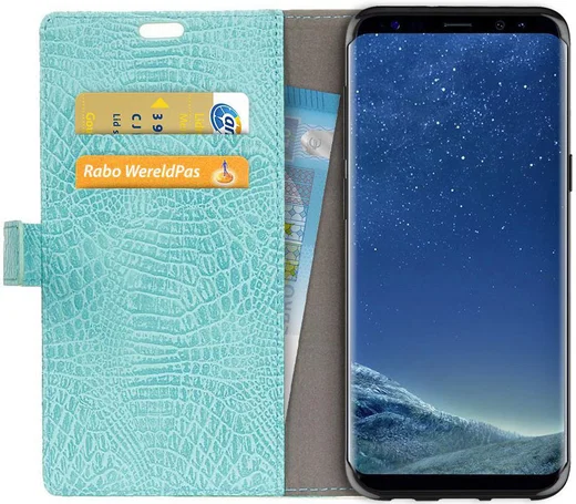 Samsung Galaxy S8 Krokodil Flipcase Blauw afbeelding 1