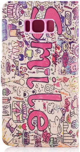 Samsung Galaxy S8 Portemonnee Print Hoesje Smile afbeelding 4