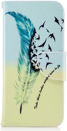 Samsung Galaxy S8 Portemonnee Print Hoesje Feather afbeelding 1