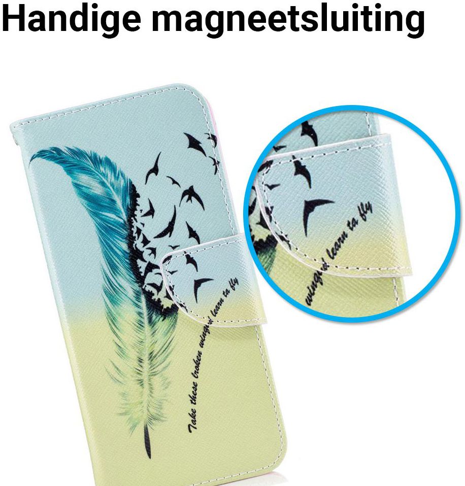 Samsung Galaxy S8 Portemonnee Print Hoesje Feather afbeelding 6
