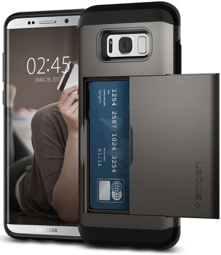 Spigen Slim Armor Card Slot Samsung Galaxy S8 Hoesje Gunmetal afbeelding 1
