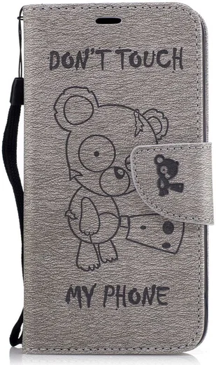 LG K10 (2017) Portemonnee Flip Hoesje Beer Dont Touch Grijs afbeelding 1