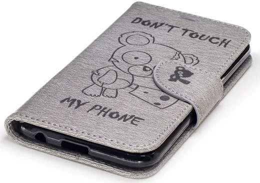 LG K10 (2017) Portemonnee Flip Hoesje Beer Dont Touch Grijs afbeelding 7