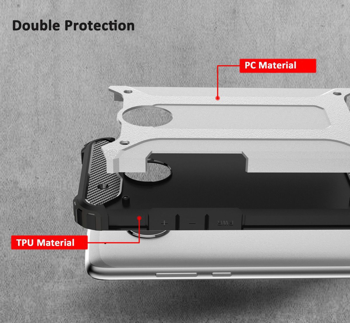 Motorola Moto G5 Plus Hybride Hoesje Zwart afbeelding 4