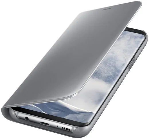 Samsung Galaxy S8 Plus Clear View Flip Case met Standaard Zilver afbeelding 4