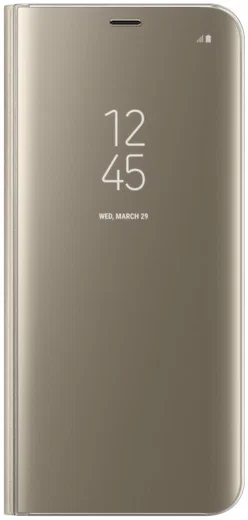 Samsung Galaxy S8 Plus Clear View Flip Case met Standaard Goud afbeelding 1