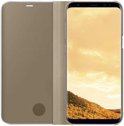 Samsung Galaxy S8 Plus Clear View Flip Case met Standaard Goud afbeelding 3