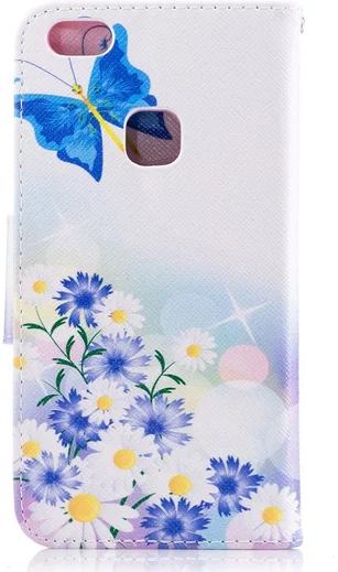 Huawei P10 Lite Portemonnee Hoesje Blauwe Vlinders afbeelding 3