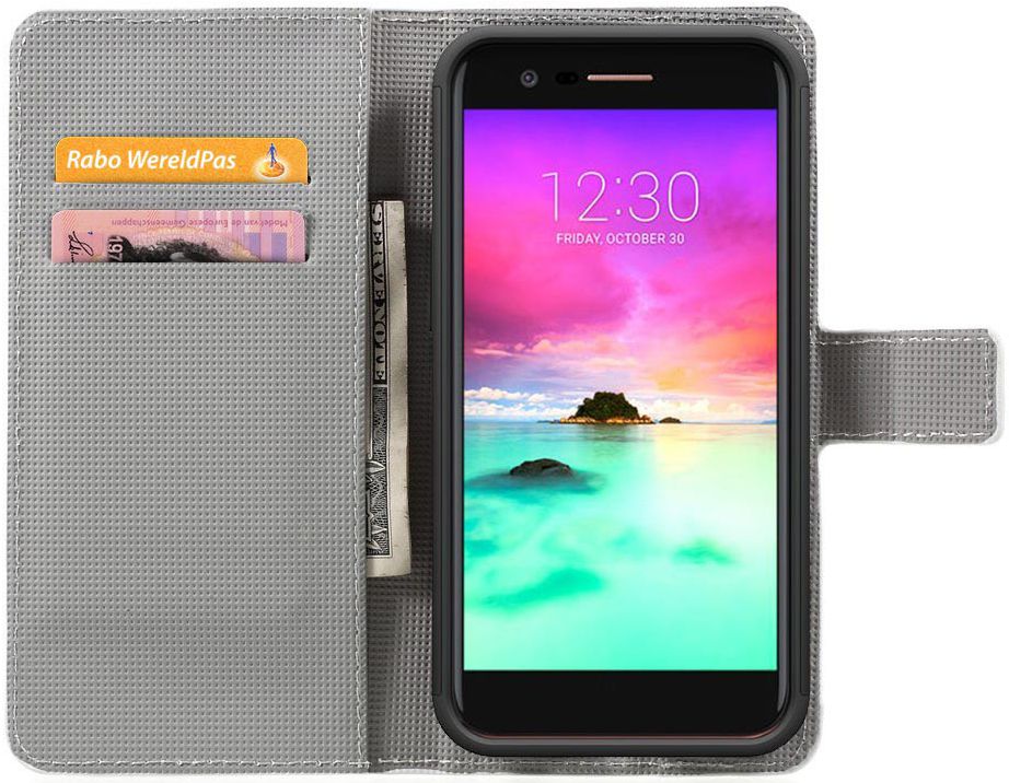 LG K10 (2017) Portemonnee Hoesje Blue Butterflies afbeelding 2