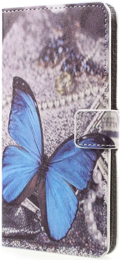 LG K10 (2017) Portemonnee Hoesje Blue Butterflies afbeelding 3