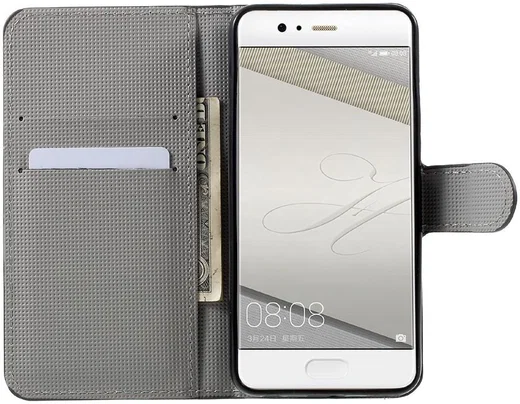 Huawei P10 Portemonnee Print Hoesje White Flowers afbeelding 2