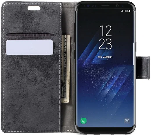 Samsung Galaxy S8 Vintage Bookcase Grijs afbeelding 1