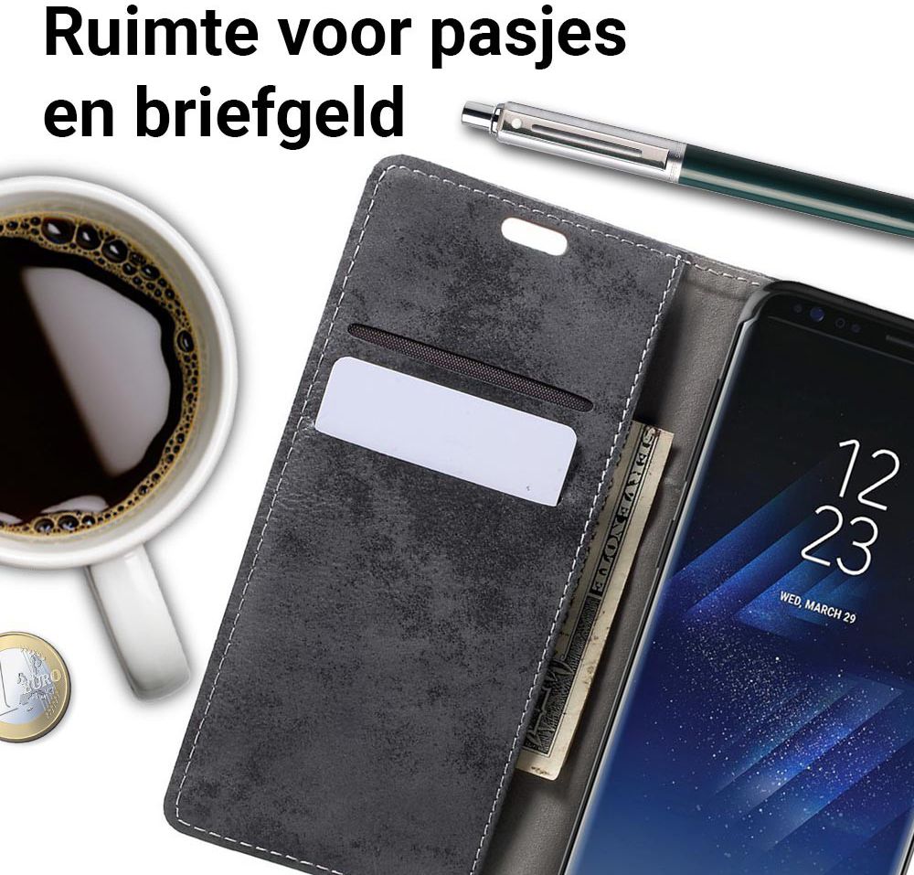 Samsung Galaxy S8 Vintage Bookcase Grijs afbeelding 2