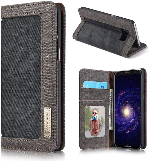 Samsung Galaxy S8 Canvas Portemonnee Hoesje Zwart afbeelding 3