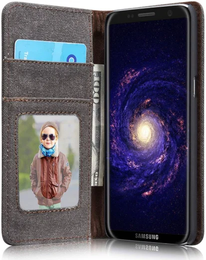 Samsung Galaxy S8 Canvas Portemonnee Hoesje Zwart afbeelding 1