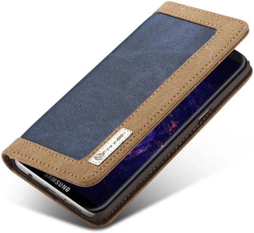 Samsung Galaxy S8 Canvas Portemonnee Hoesje Blauw afbeelding 2