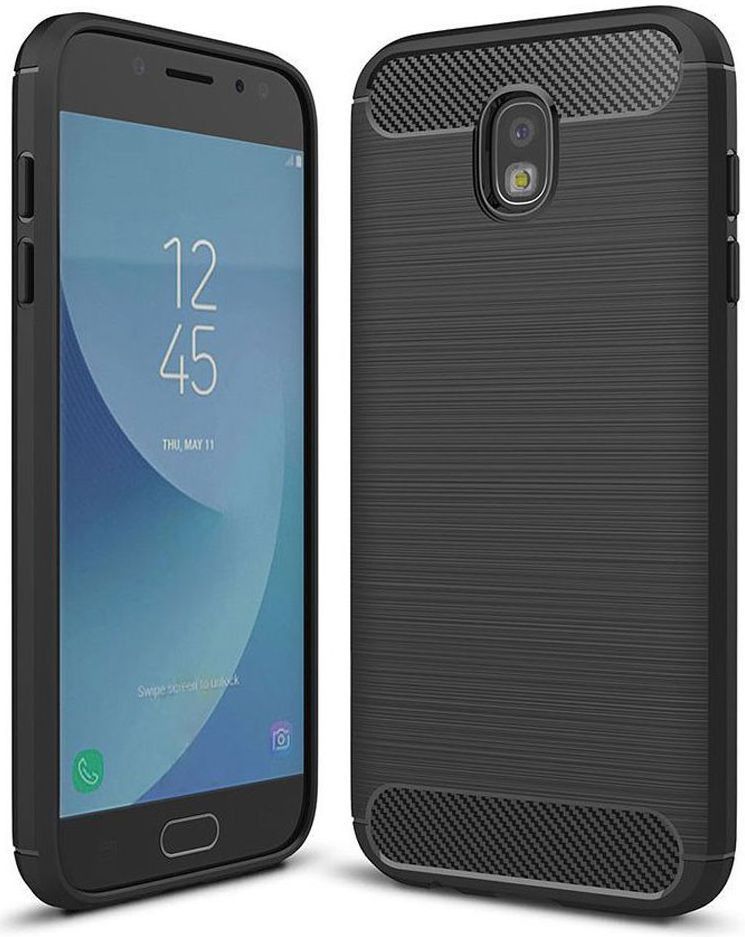 Samsung Galaxy J7 (2017) Geborsteld TPU Hoesje Zwart afbeelding 1