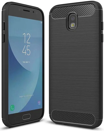 Samsung Galaxy J7 (2017) Geborsteld TPU Hoesje Zwart afbeelding 1