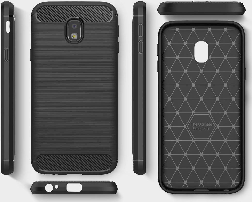 Samsung Galaxy J3 2017 Geborsteld TPU Hoesje Zwart afbeelding 4
