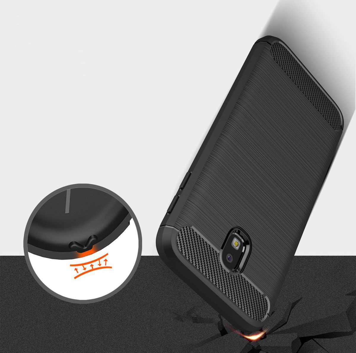 Samsung Galaxy J3 2017 Geborsteld TPU Hoesje Zwart afbeelding 9