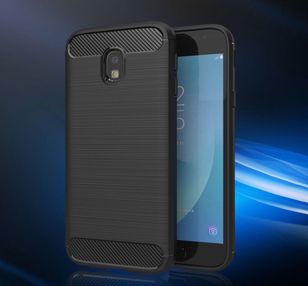 Samsung Galaxy J3 2017 Geborsteld TPU Hoesje Zwart afbeelding 10