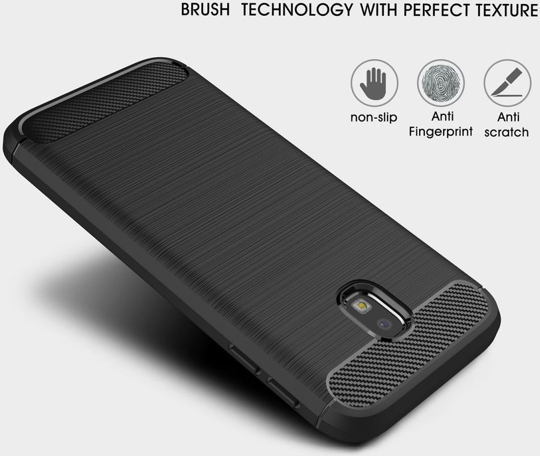 Samsung Galaxy J3 2017 Geborsteld TPU Hoesje Zwart afbeelding 12