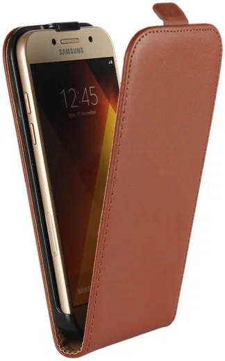 Echt Leren Verticale Samsung Galaxy A5 (2017) Flip Hoesje Bruin afbeelding 1