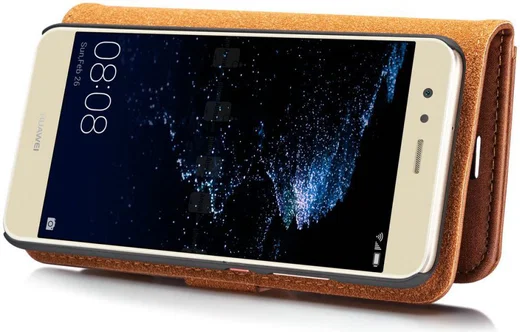 Huawei P10 Echt Leren Portemonnee Hoesje Bruin afbeelding 11