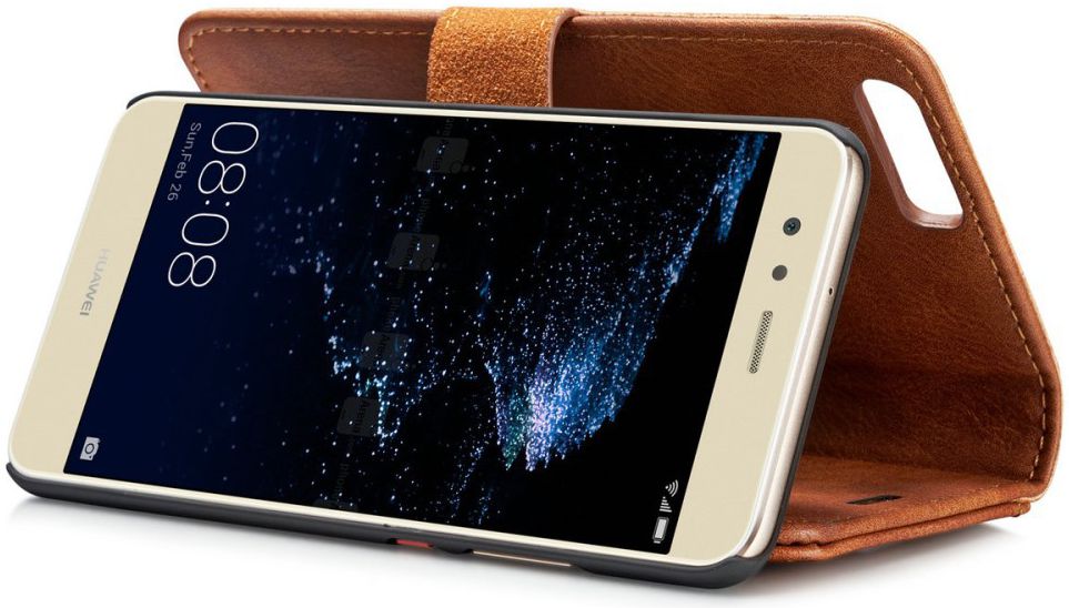 Huawei P10 Echt Leren Portemonnee Hoesje Bruin afbeelding 4