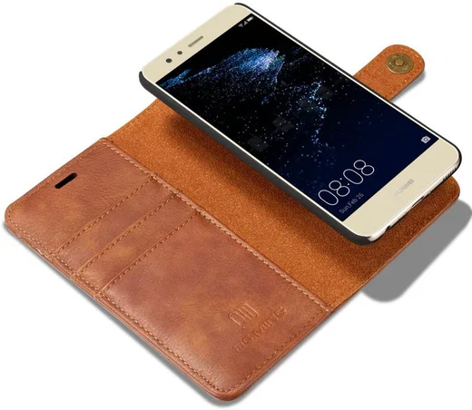 Huawei P10 Echt Leren Portemonnee Hoesje Bruin afbeelding 8