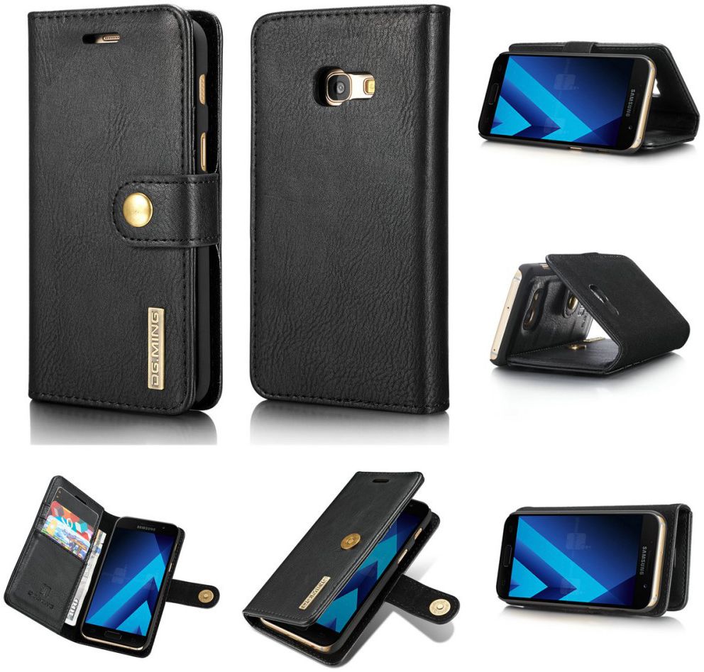 Samsung Galaxy A3 (2017) Echt Leren Portemonnee Hoesje Zwart afbeelding 13