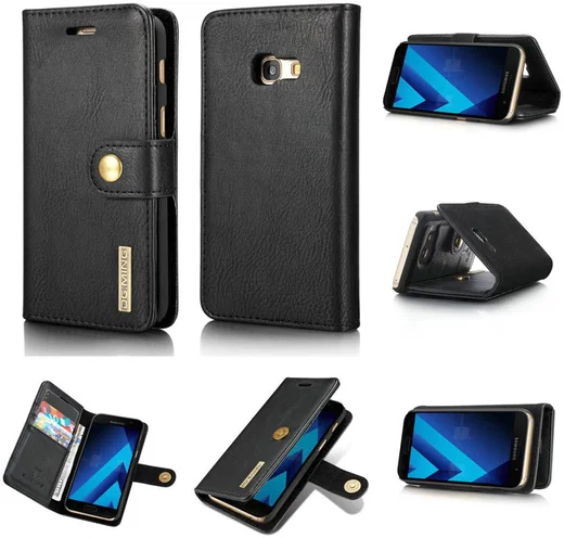 Samsung Galaxy A3 (2017) Echt Leren Portemonnee Hoesje Zwart afbeelding 13