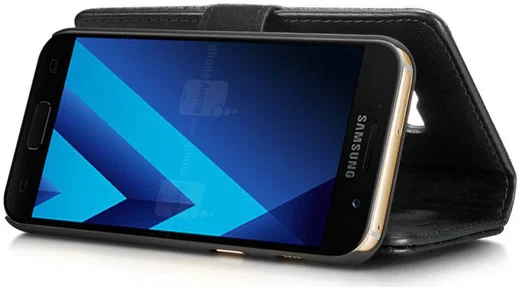 Samsung Galaxy A3 (2017) Echt Leren Portemonnee Hoesje Zwart afbeelding 3
