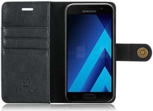 Samsung Galaxy A3 (2017) Echt Leren Portemonnee Hoesje Zwart afbeelding 4