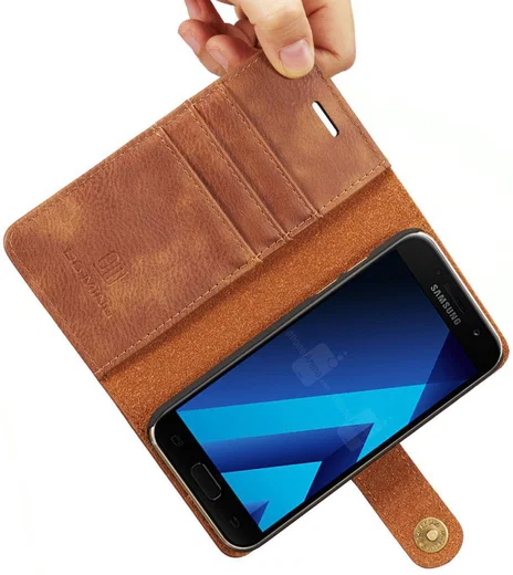 Samsung Galaxy A3 (2017) Echt Leren Portemonnee Hoesje Bruin afbeelding 11