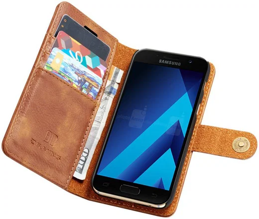 Samsung Galaxy A3 (2017) Echt Leren Portemonnee Hoesje Bruin afbeelding 1