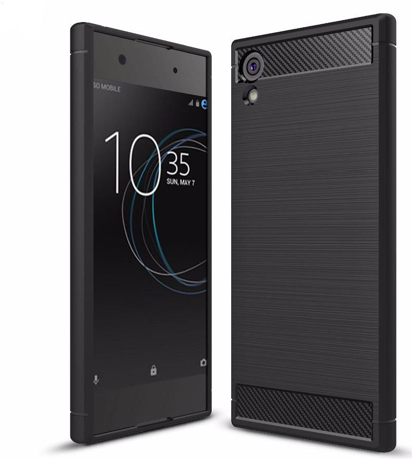 Sony Xperia XA1 Geborsteld TPU Hoesje Zwart afbeelding 1
