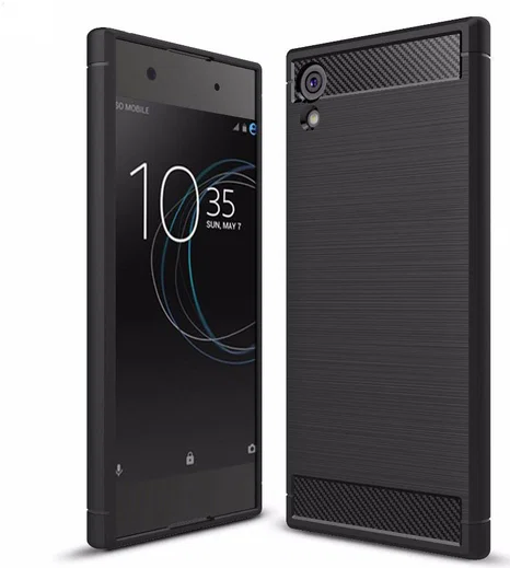 Sony Xperia XA1 Geborsteld TPU Hoesje Zwart afbeelding 1