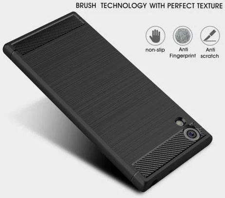 Sony Xperia XA1 Geborsteld TPU Hoesje Zwart afbeelding 4