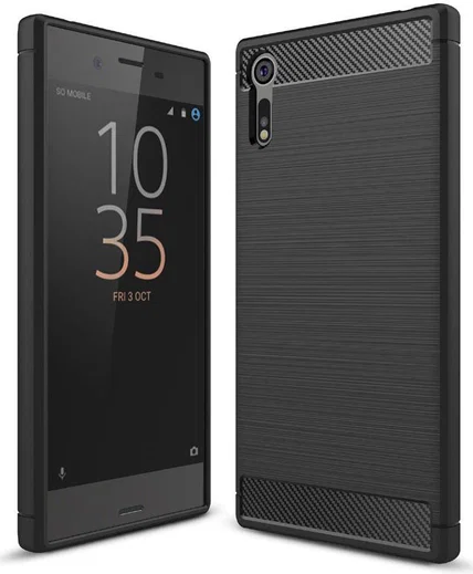 Sony Xperia XZ Geborsteld TPU Hoesje Zwart afbeelding 1