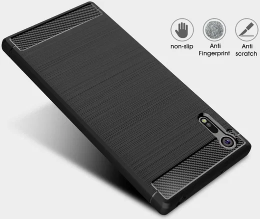 Sony Xperia XZ Geborsteld TPU Hoesje Zwart afbeelding 4