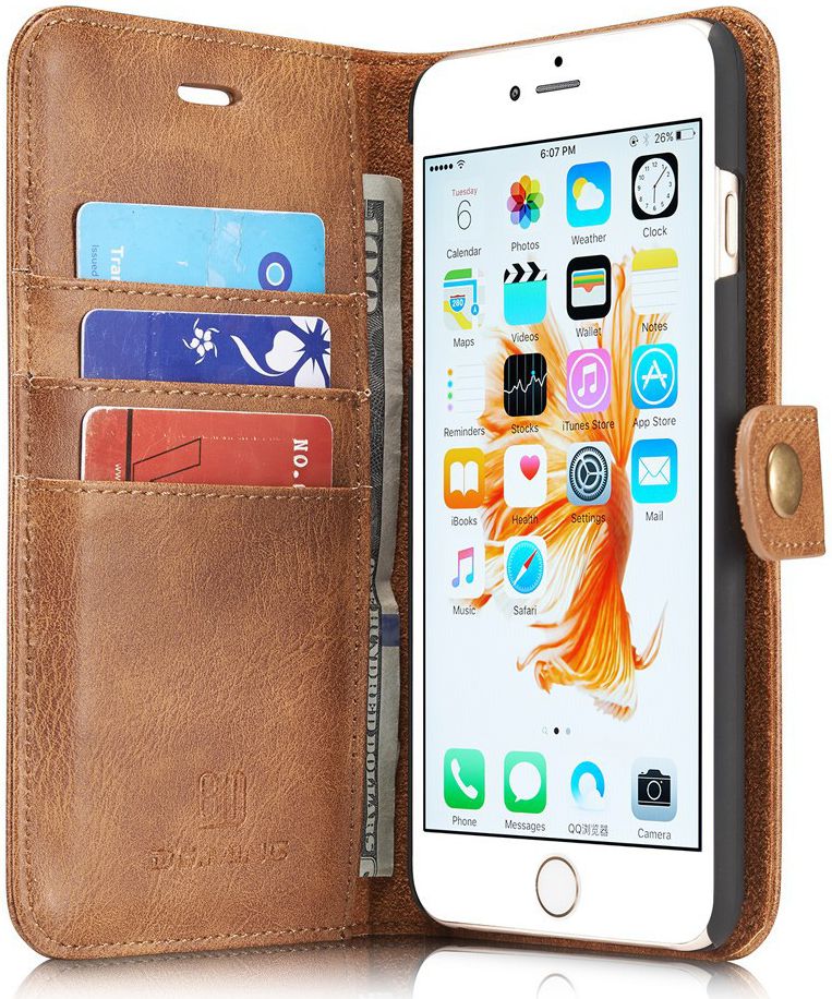 Apple iPhone 6/6S Echt Leren Portemonnee Hoesje Bruin afbeelding 1