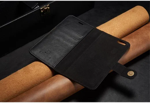 Apple iPhone 6/6S Echt Leren Portemonnee Hoesje Zwart afbeelding 12