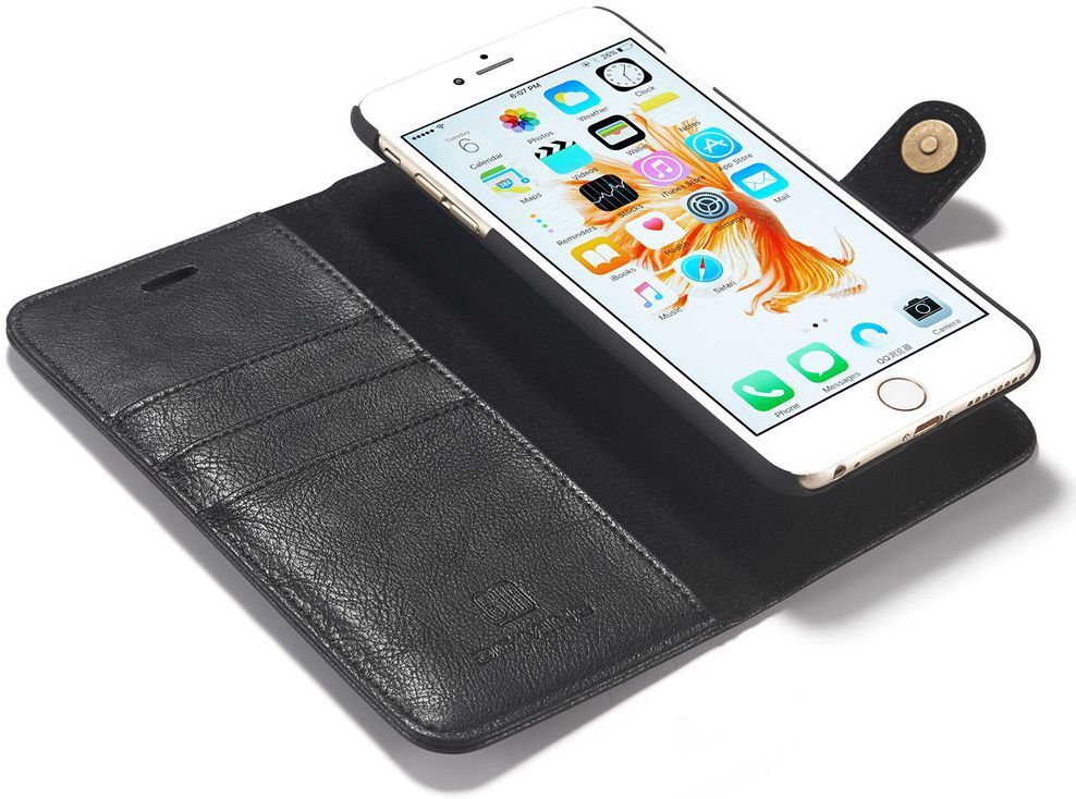 Apple iPhone 6/6S Echt Leren Portemonnee Hoesje Zwart afbeelding 2