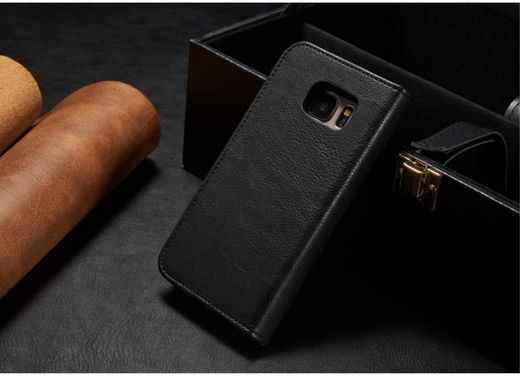 Samsung Galaxy S7 Echt Leren Portemonnee Hoesje Zwart afbeelding 12