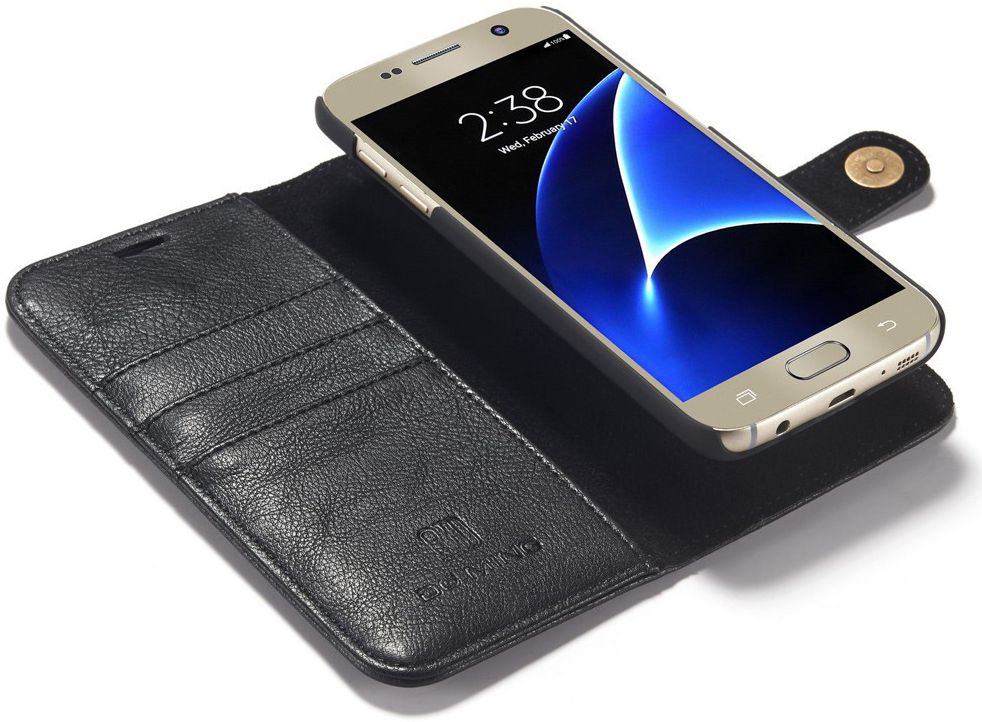 Samsung Galaxy S7 Echt Leren Portemonnee Hoesje Zwart afbeelding 2