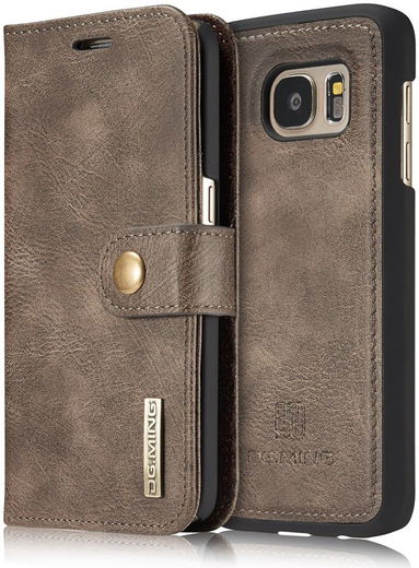 Samsung Galaxy S7 Echt Leren Portemonnee Hoesje Coffee afbeelding 5