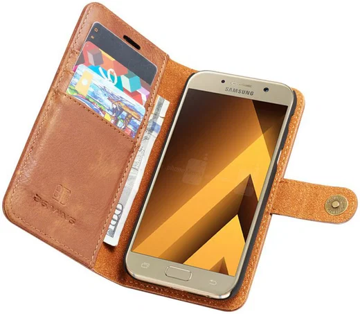 Samsung Galaxy A5 (2017) Echt Leren Portemonnee Hoesje Bruin afbeelding 1